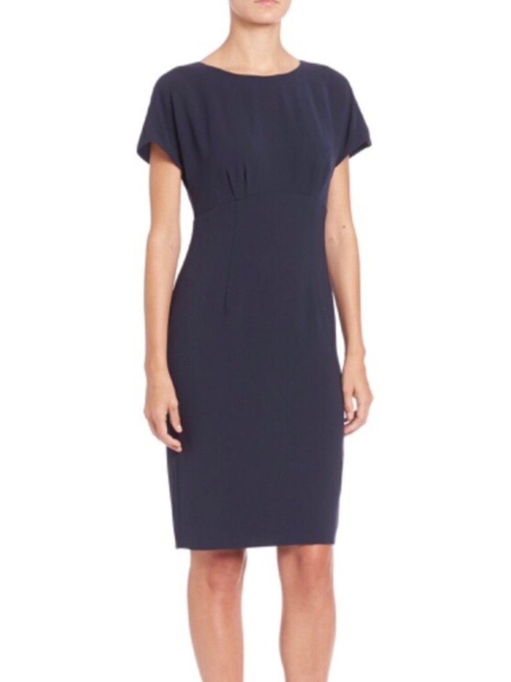 Lafayette 148 New York Navy Midi Sheath Dress